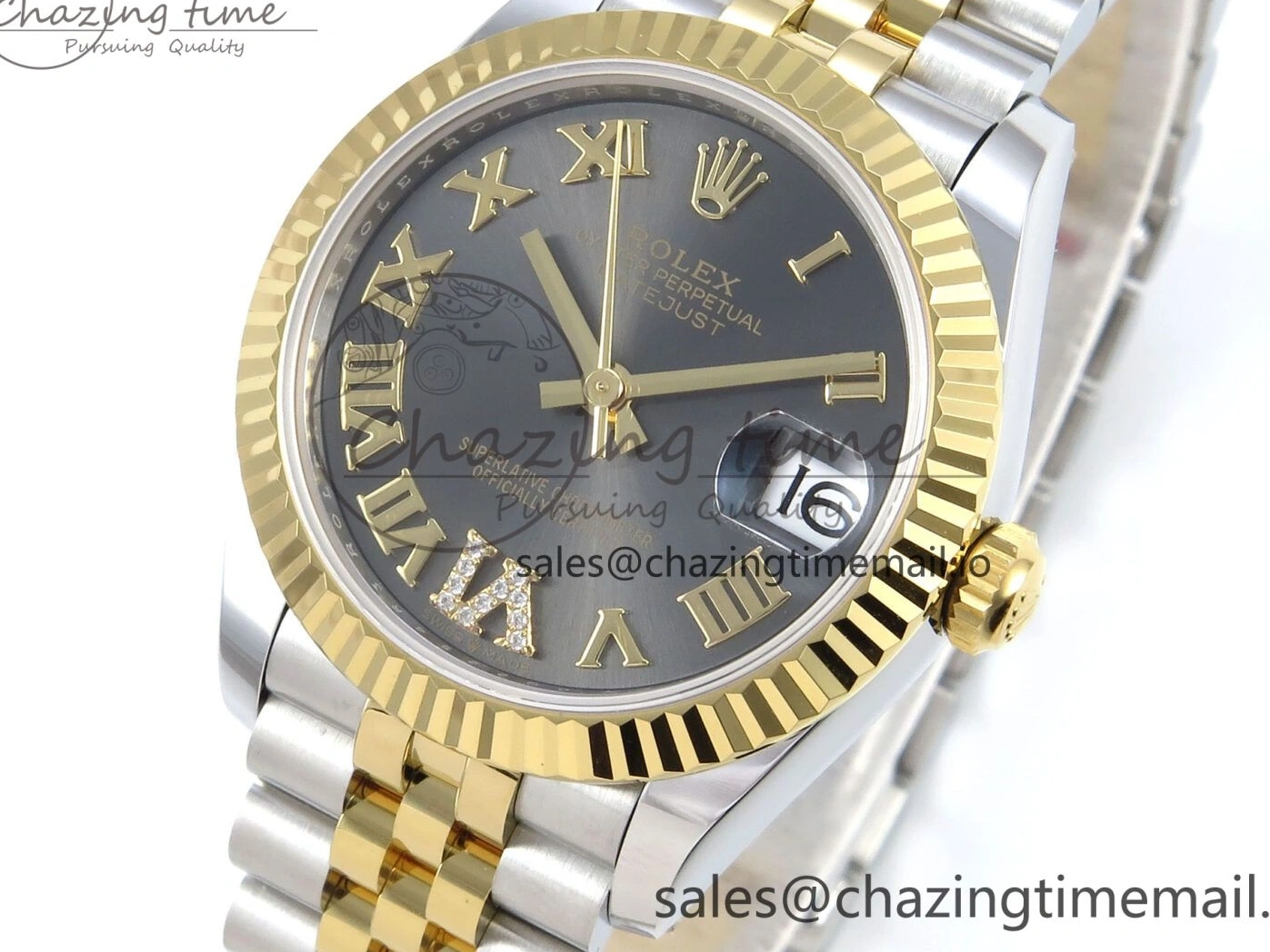 0228 DateJust 31 278273 ARF 1:1 Best Edition 904L Steel Gray Roman Diamonds Dial on SS YG Jubilee Bracelet ETA Comfortable 564